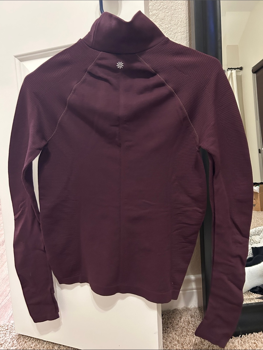 Athleta Long Sleeve Mock Neck Top in Deep Plum